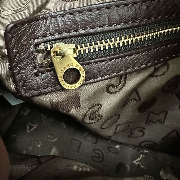 Marc By Marc Jacobs Brown Patent Leather Zip top Satchel Shoulder Bag Large NEW - Picture 10 of 14